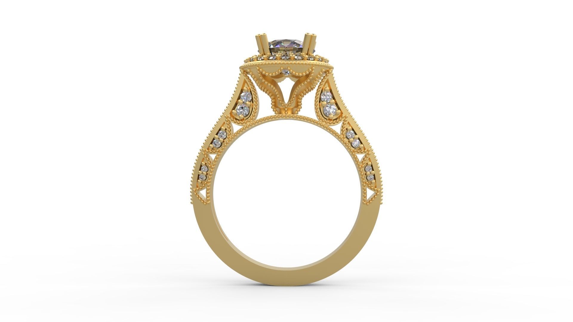 Woman Solitaire Ring 1199 3D print model_1