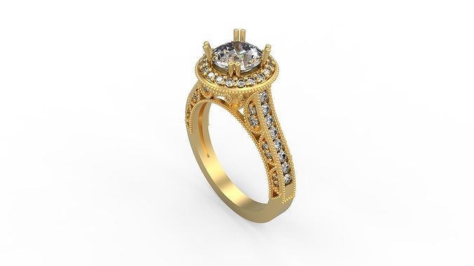Woman Solitaire Ring 1199 3D print model