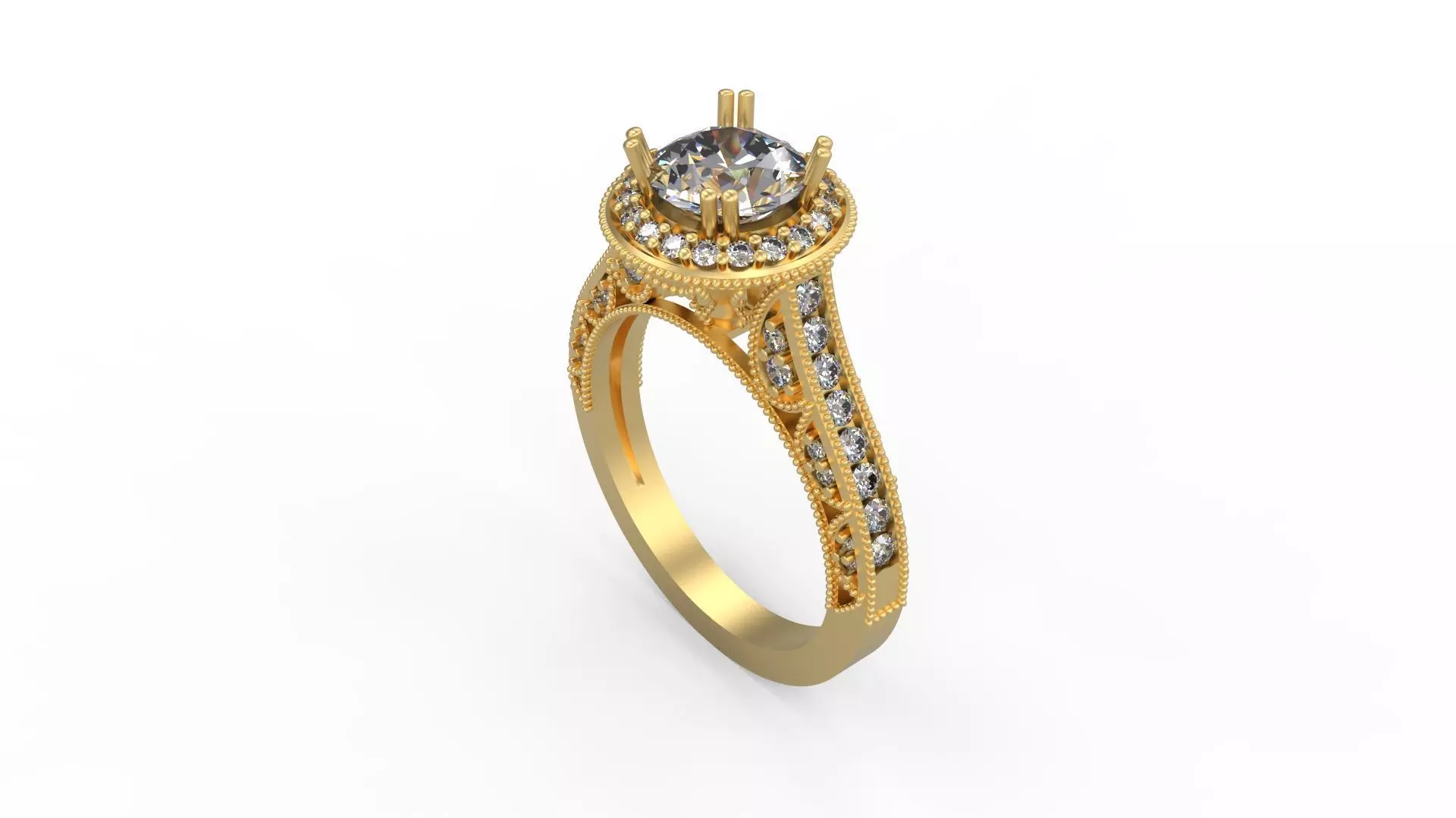 Woman Solitaire Ring 1199 3D print model_0