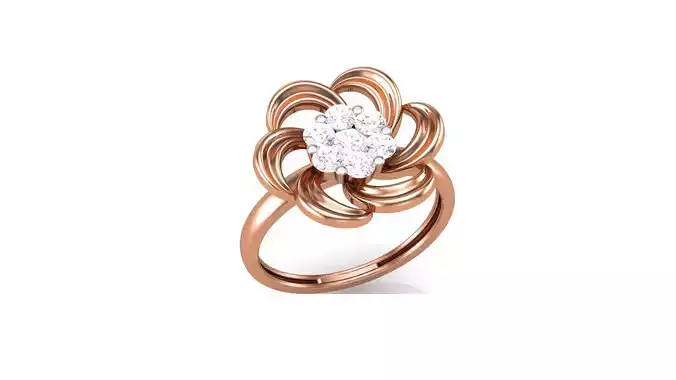 Flower Minimalist Light wt Diamond Women ring 3dm stl obj gltf 3D print model