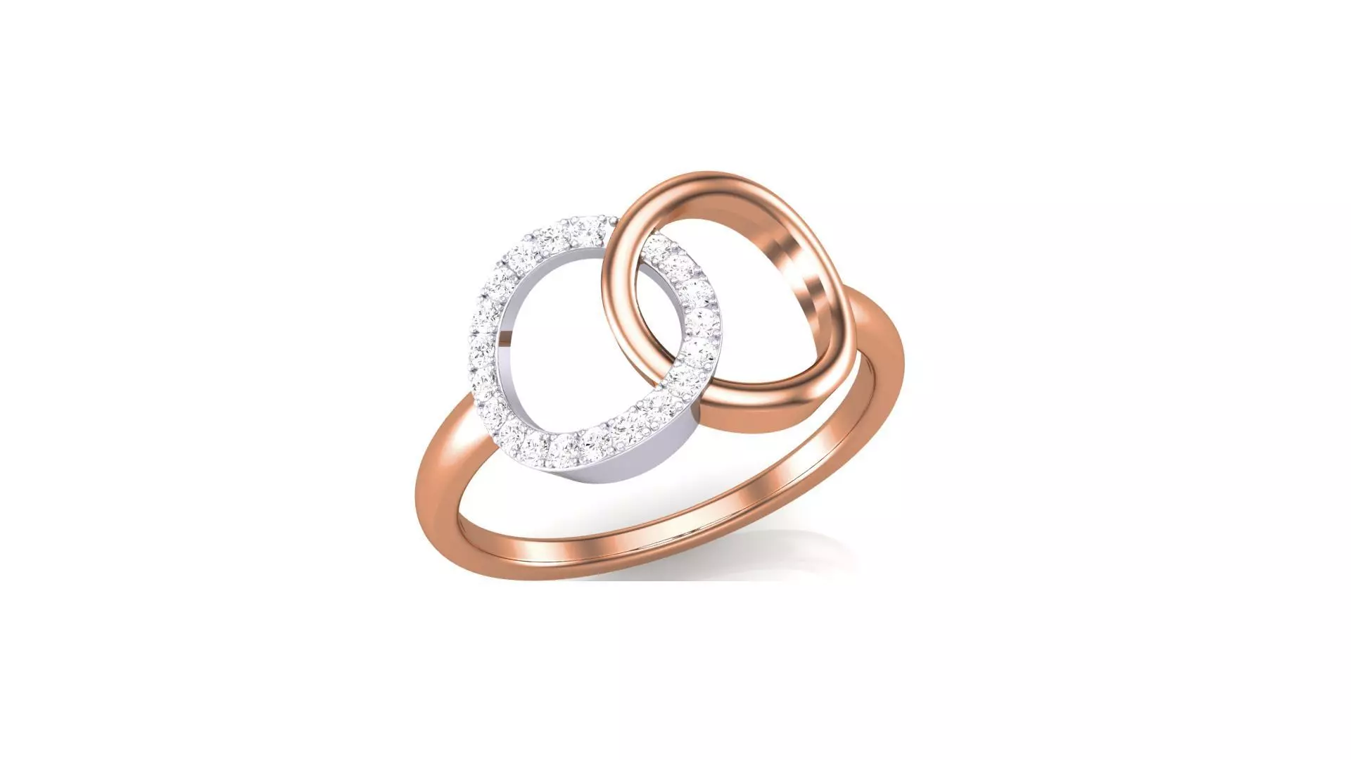 Twin Ring Minimalist Light wt Diamond Women ring 3dm stl obj 3D print model_0