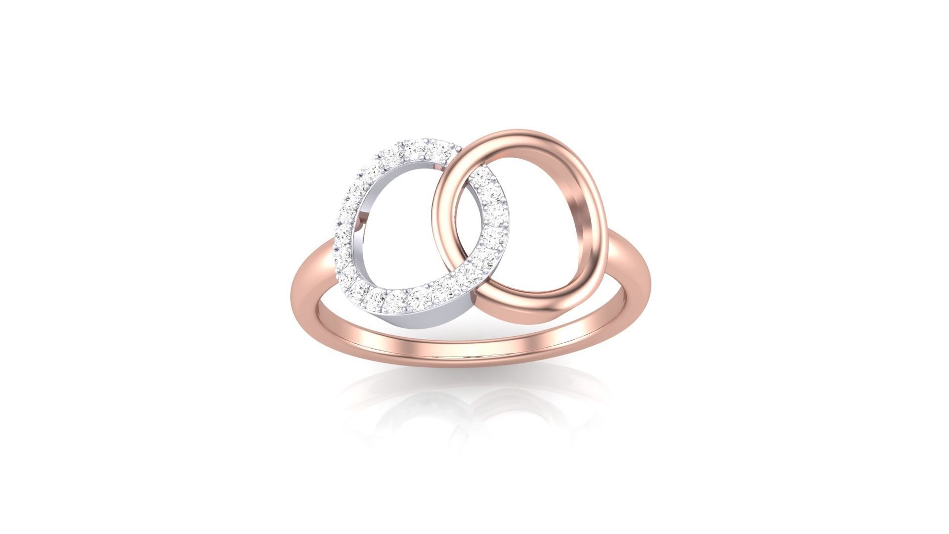 Twin Ring Minimalist Light wt Diamond Women ring 3dm stl obj 3D print model_7