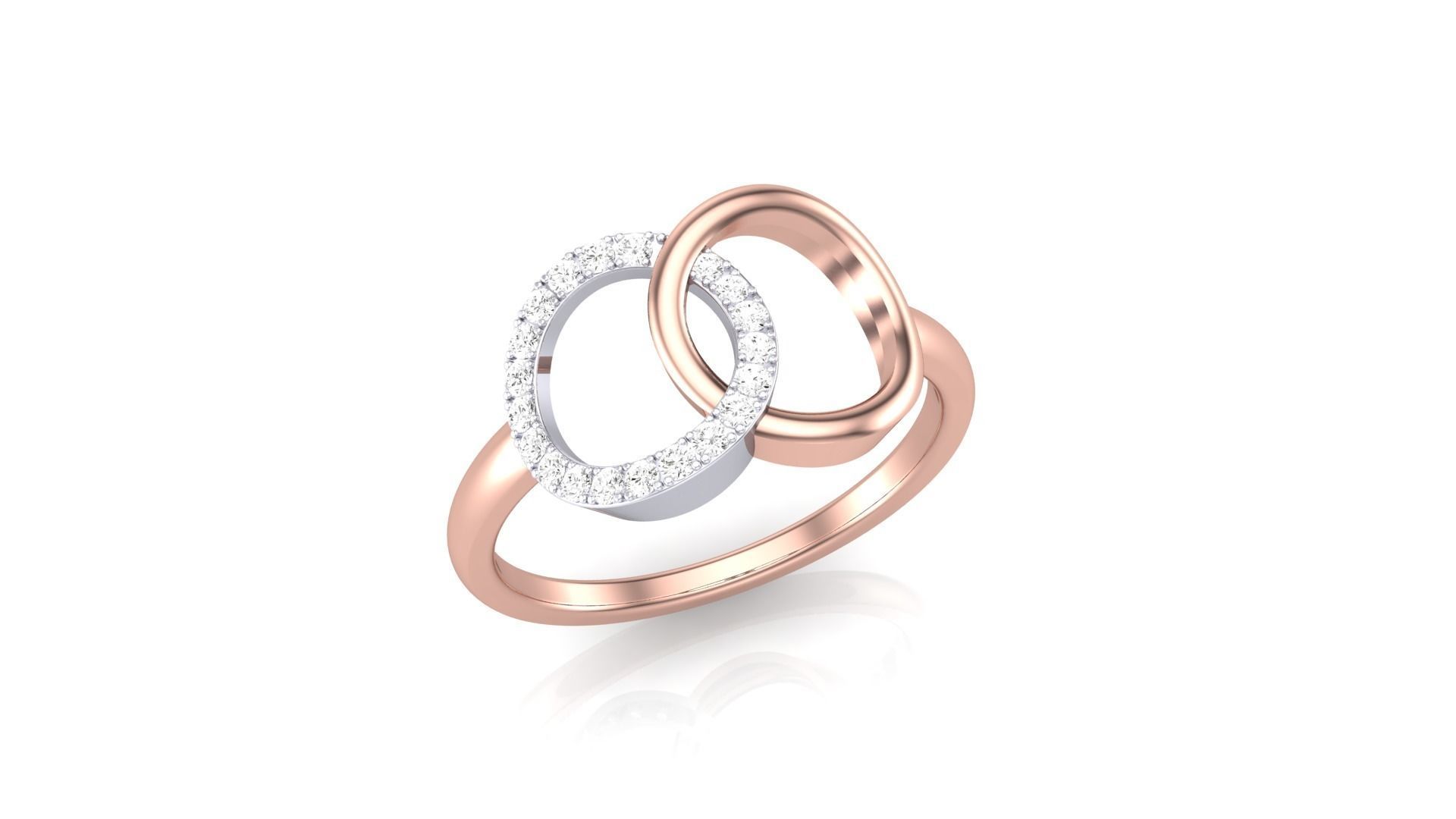Twin Ring Minimalist Light wt Diamond Women ring 3dm stl obj 3D print model_4