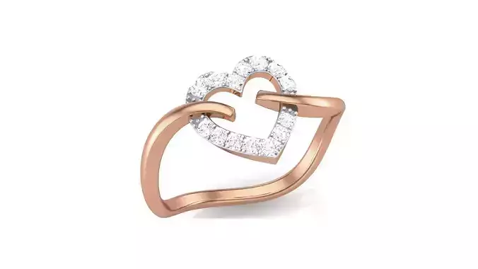 Love Heart Minimalist Light wt Diamond Women ring 3dm stl obj 