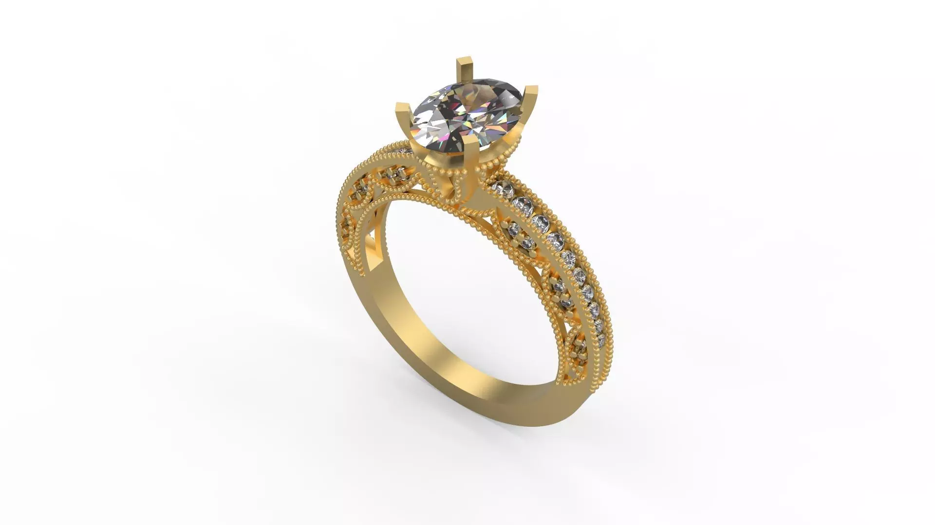 Woman Solitaire Ring 1196 3D print model