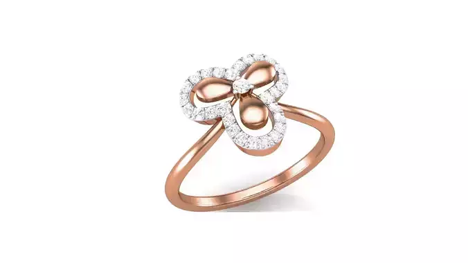 Flower Minimalist Light wt Diamond Women ring 3dm stl obj gltf 3D print model