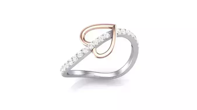 Heart Love Minimalist Light wt Diamond Women ring 3dm stl obj 3D print model