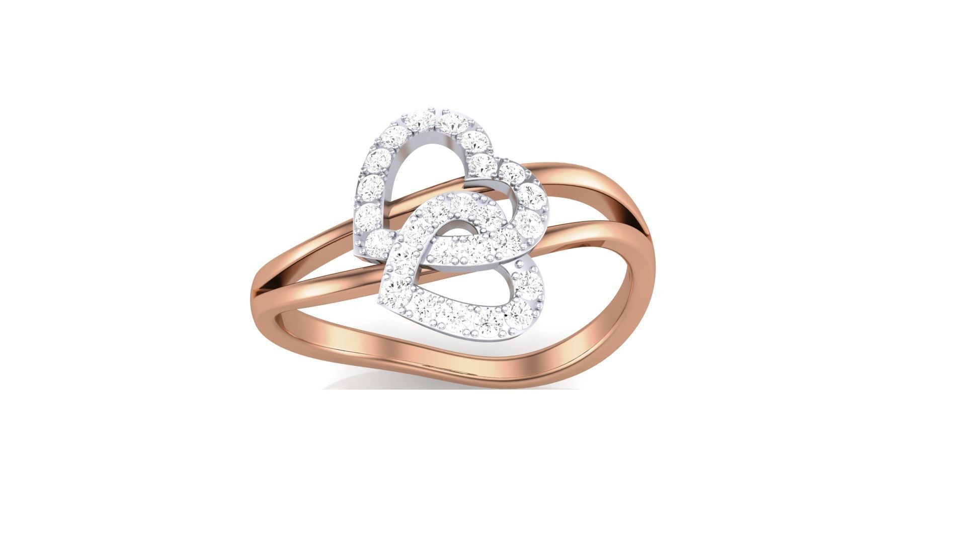 Heart Love Minimalist Light wt Diamond Women ring 3dm stl obj 3D print model_8