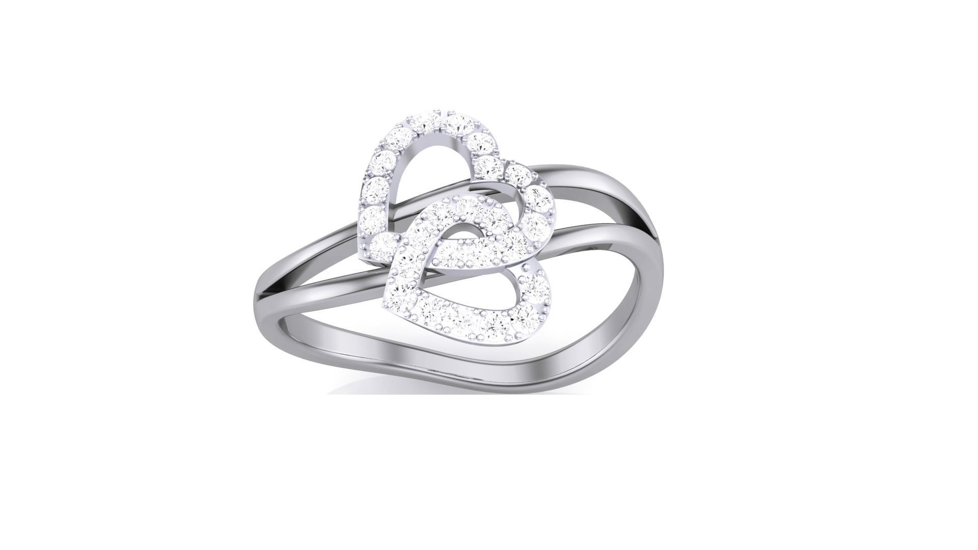 Heart Love Minimalist Light wt Diamond Women ring 3dm stl obj 3D print model_7