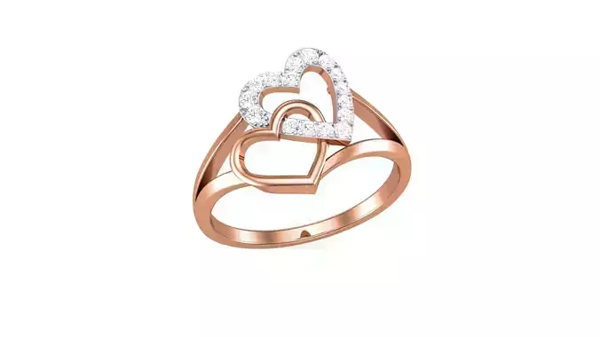 Heart Love Minimalist Light wt Diamond Women ring 3dm stl obj 3D print model