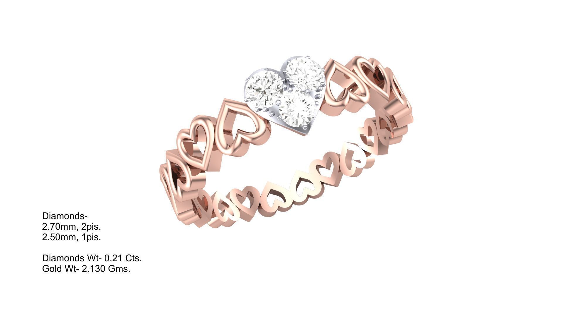 Heart Love Band Minimalist Light wt Diamond Women ring 3dm stl 3D print model_1
