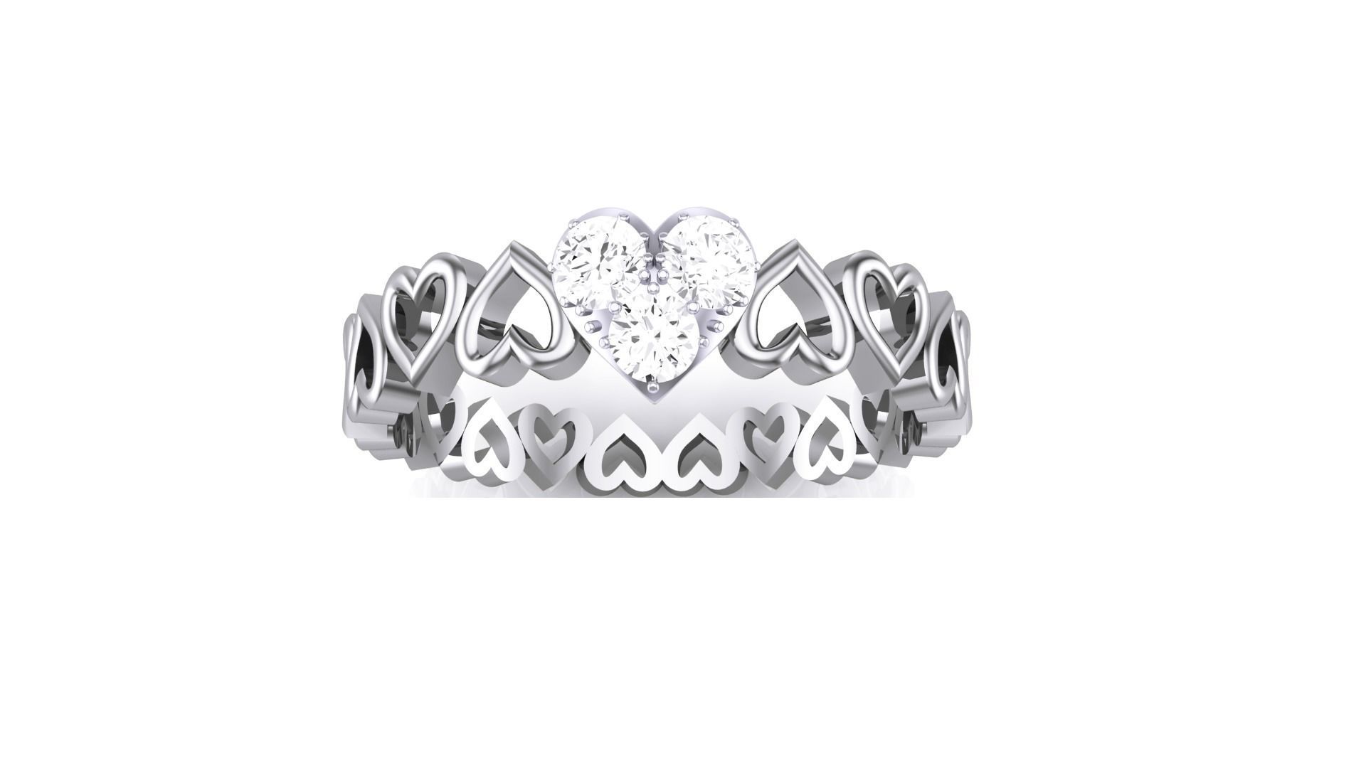 Heart Love Band Minimalist Light wt Diamond Women ring 3dm stl 3D print model_7