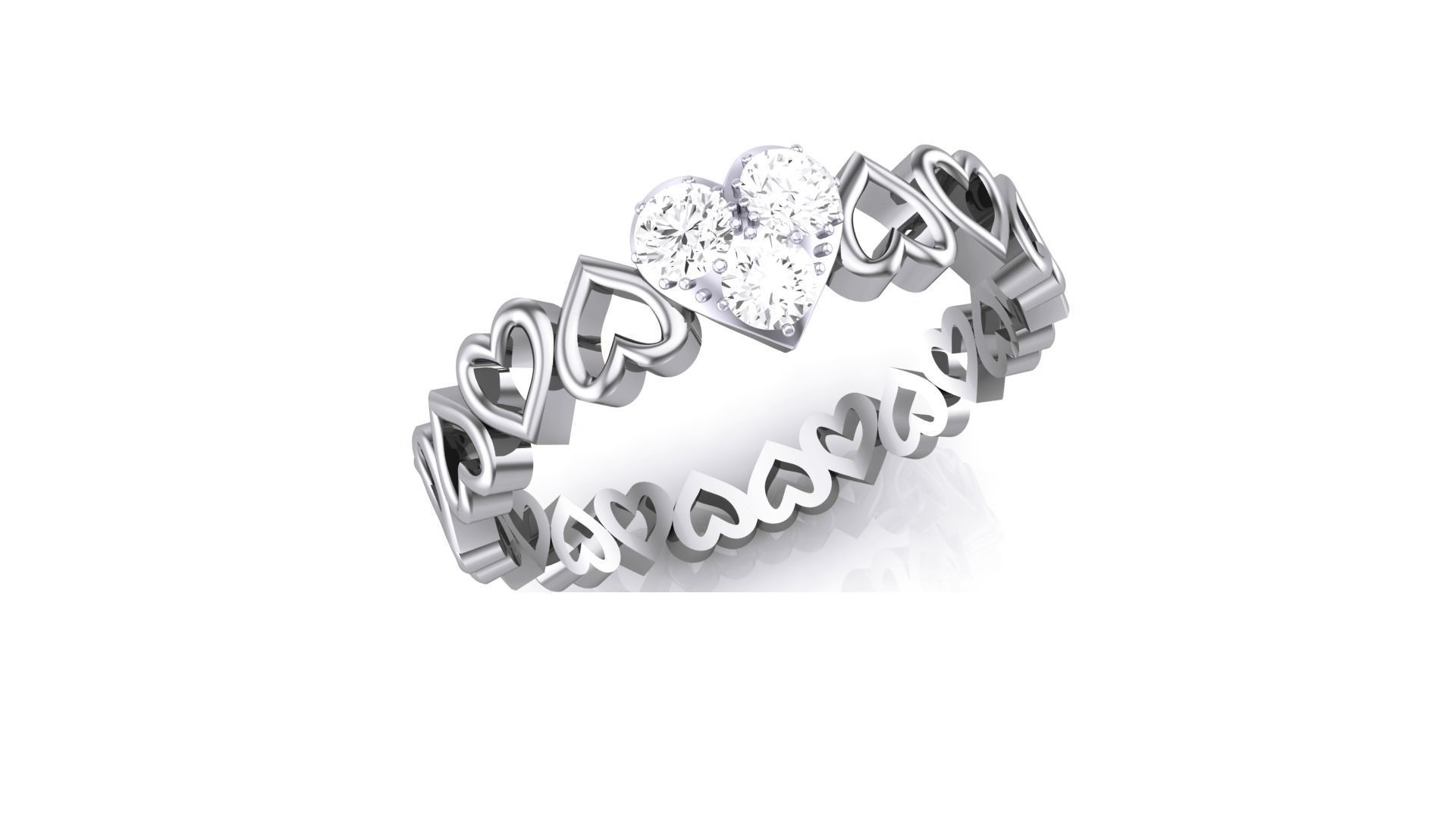 Heart Love Band Minimalist Light wt Diamond Women ring 3dm stl 3D print model_5