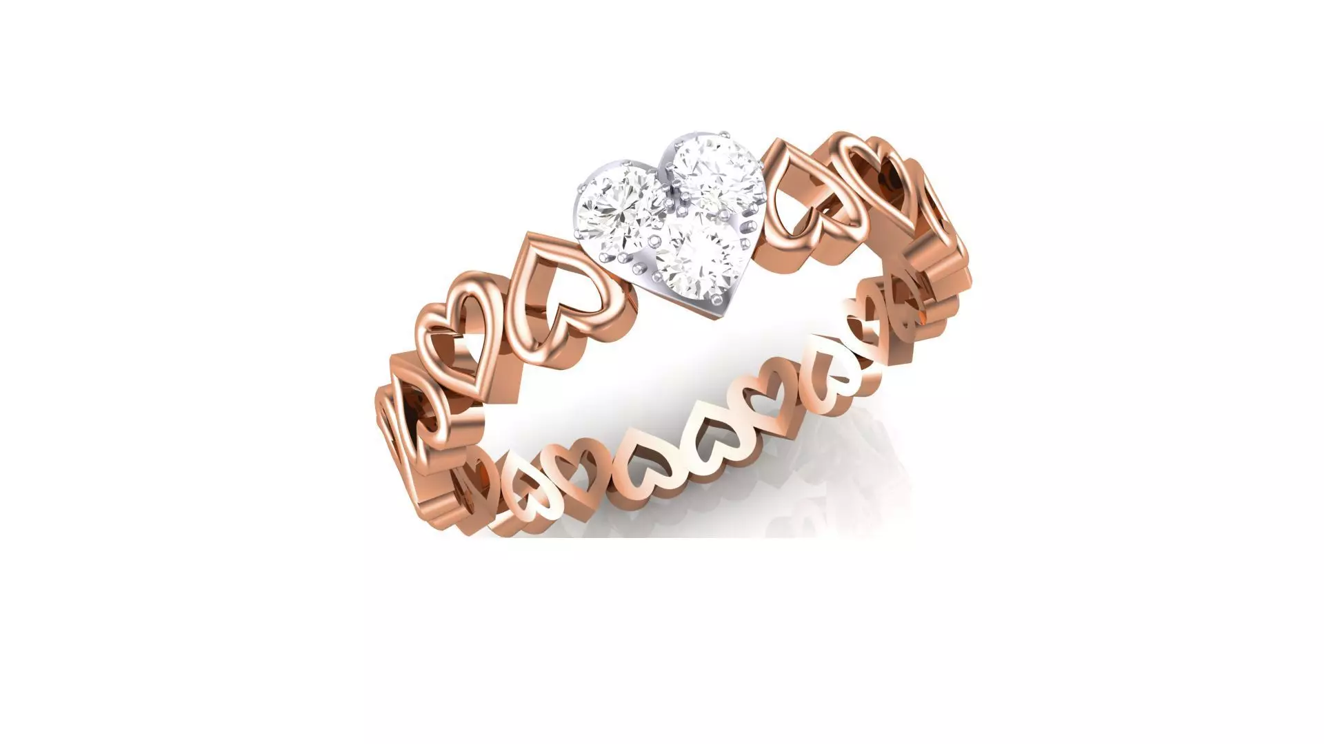 Heart Love Band Minimalist Light wt Diamond Women ring 3dm stl 3D print model_0