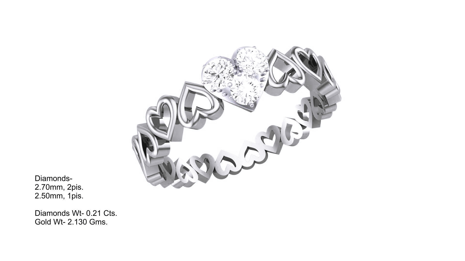 Heart Love Band Minimalist Light wt Diamond Women ring 3dm stl 3D print model_3