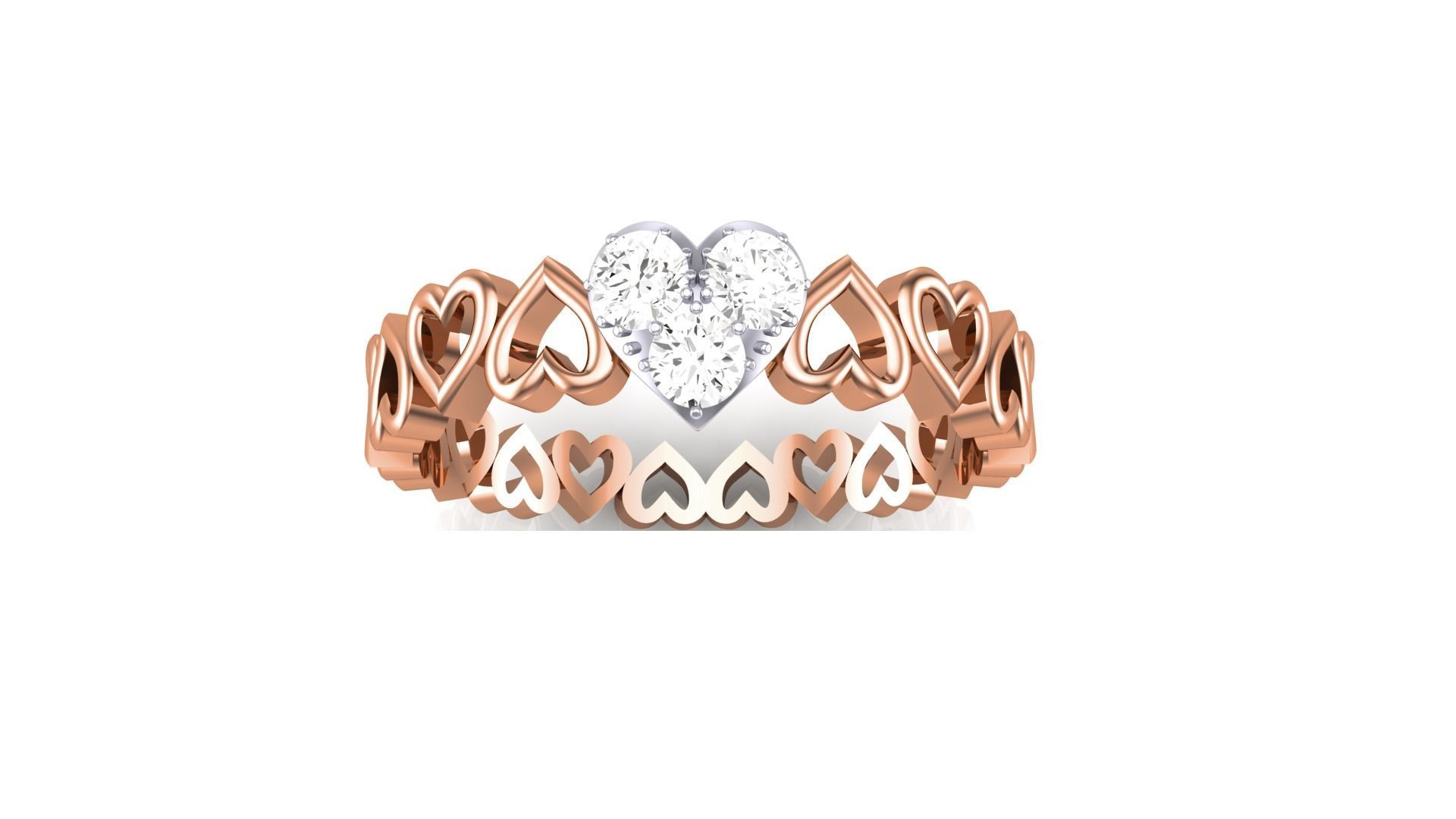 Heart Love Band Minimalist Light wt Diamond Women ring 3dm stl 3D print model_8
