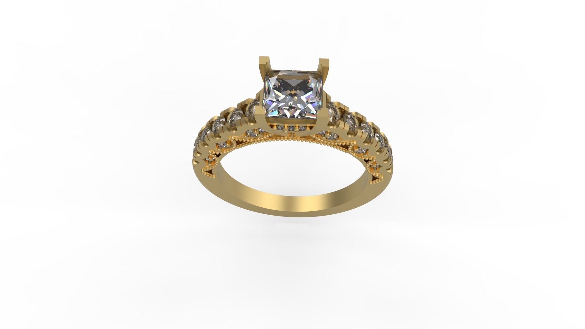 Woman Solitaire Ring 1187 3D print model_3