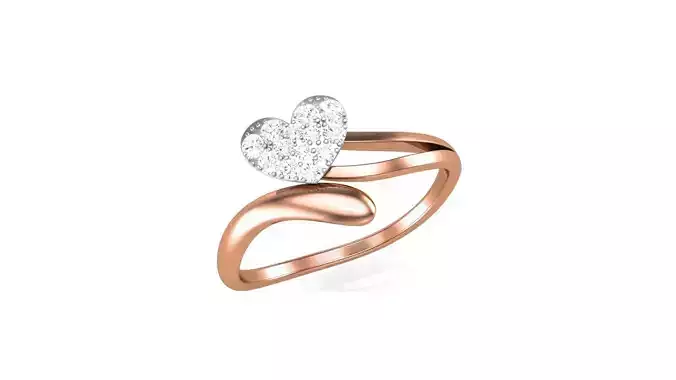 Heart Love Minimalist Light wt Diamond Women ring 3dm stl obj 3D print model