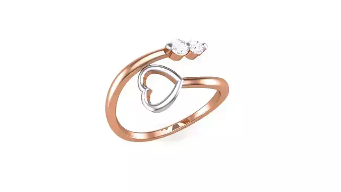 Heart Love Minimalist Light wt Diamond Women ring 3dm stl obj 3D print model