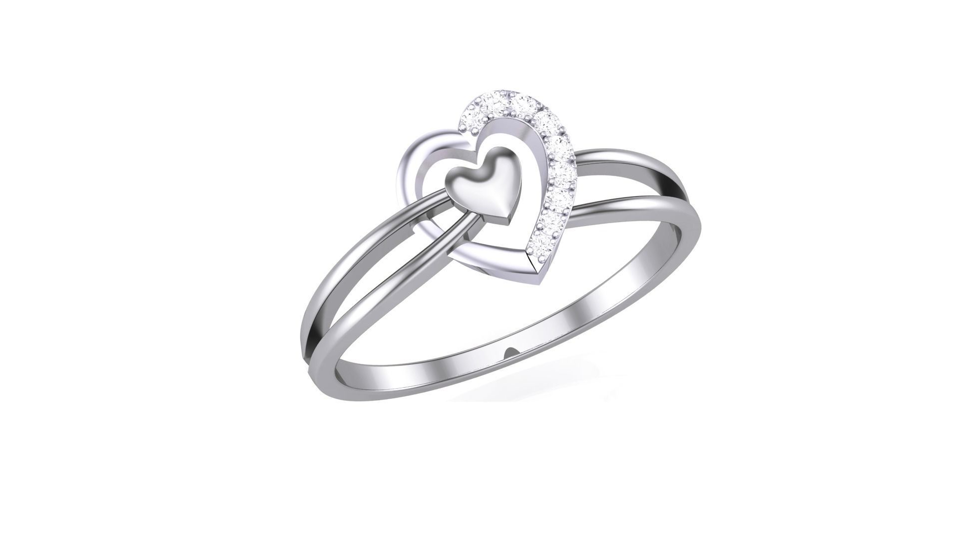 Love Heart Minimalist Light wt Diamond Women ring 3dm stl obj 3D print model_5