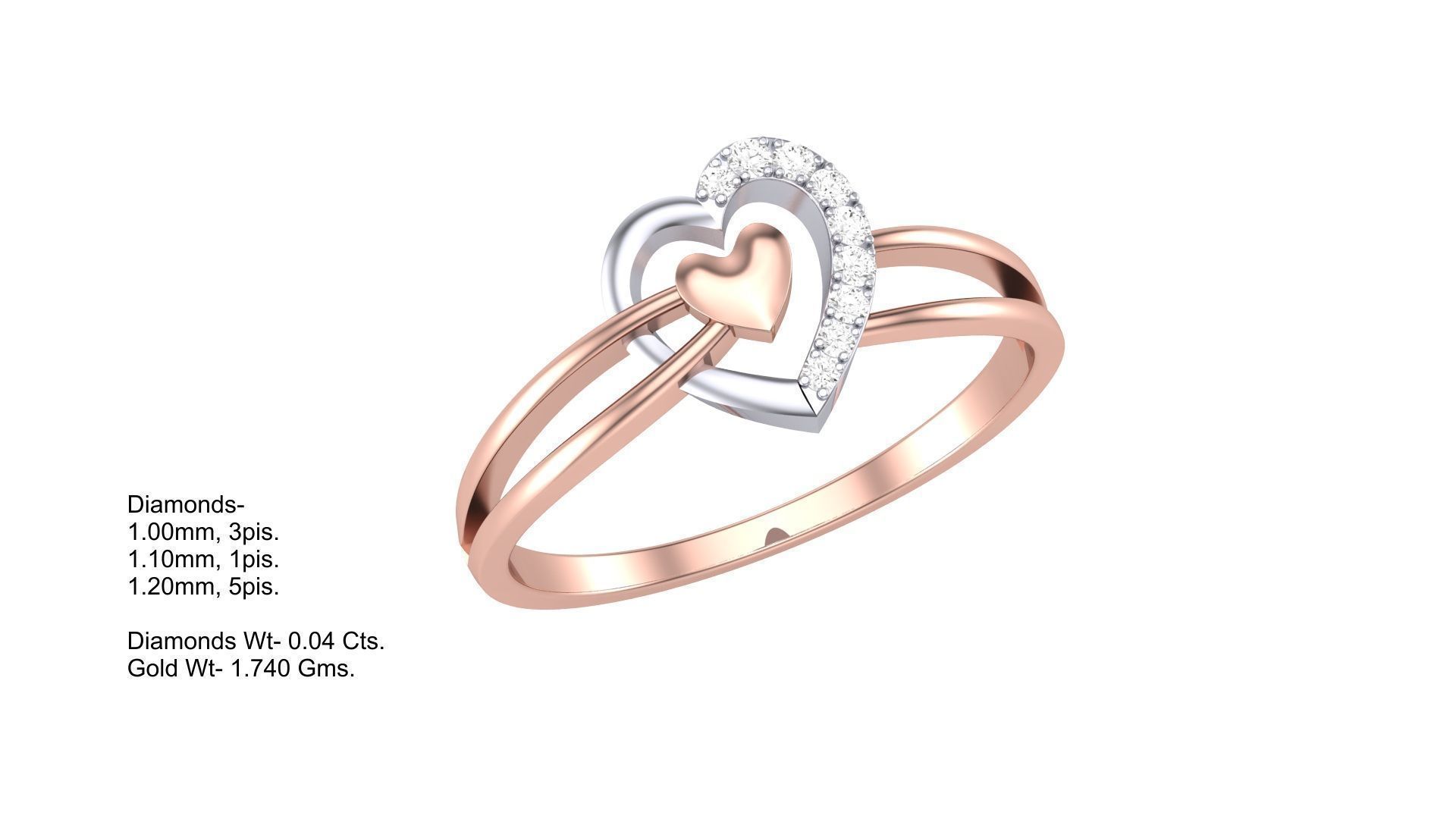 Love Heart Minimalist Light wt Diamond Women ring 3dm stl obj 3D print model_1