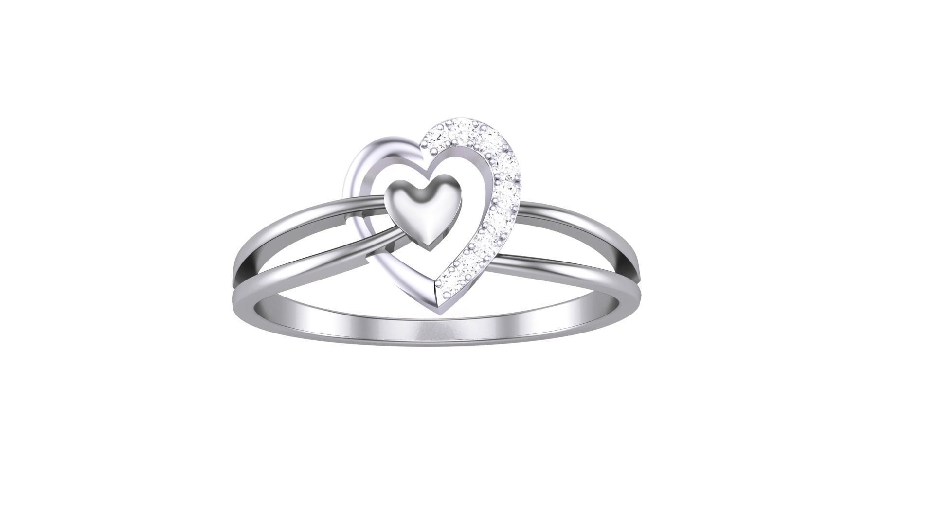 Love Heart Minimalist Light wt Diamond Women ring 3dm stl obj 3D print model_7