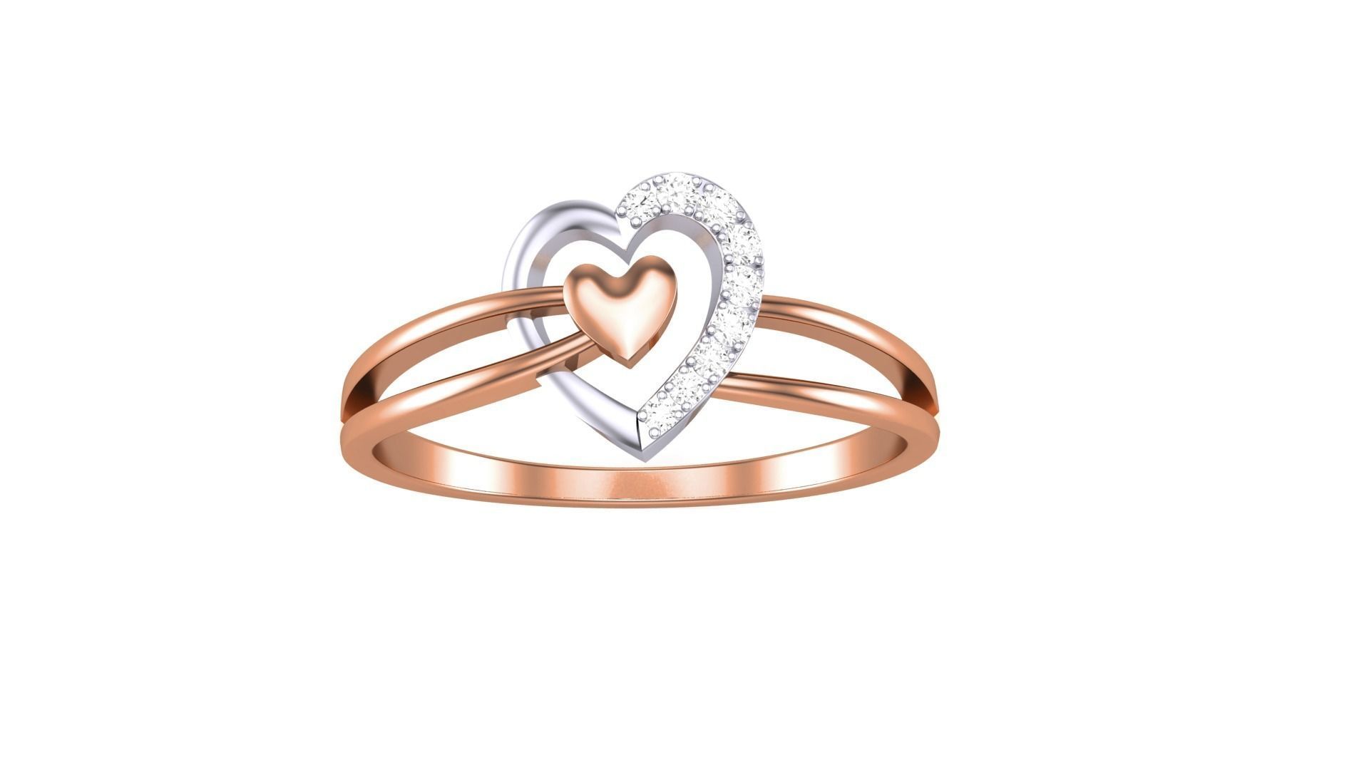 Love Heart Minimalist Light wt Diamond Women ring 3dm stl obj 3D print model_8