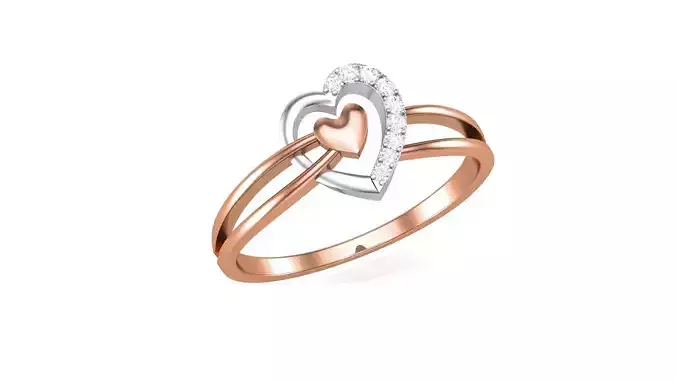 Love Heart Minimalist Light wt Diamond Women ring 3dm stl obj