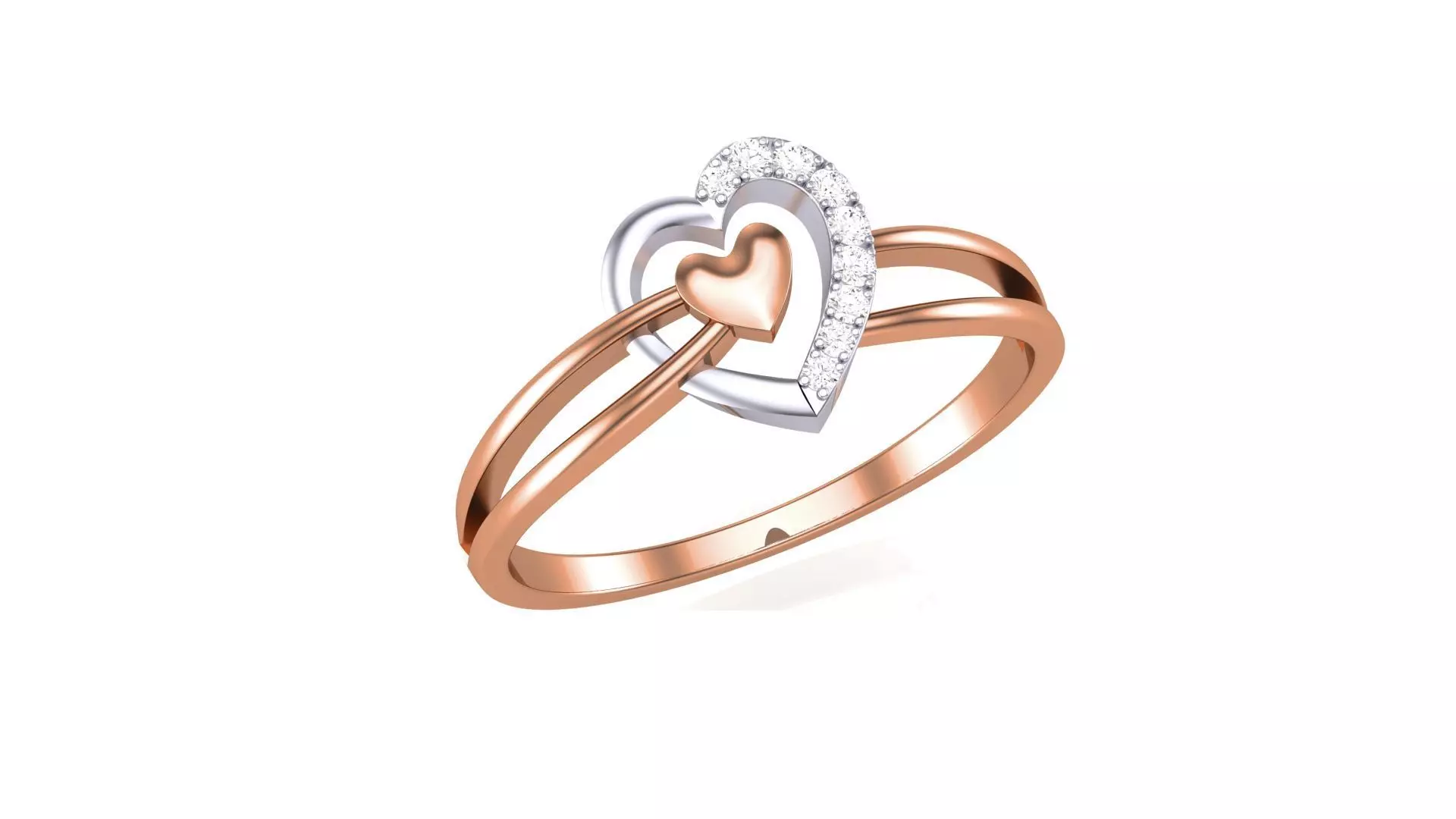 Love Heart Minimalist Light wt Diamond Women ring 3dm stl obj 3D print model_0