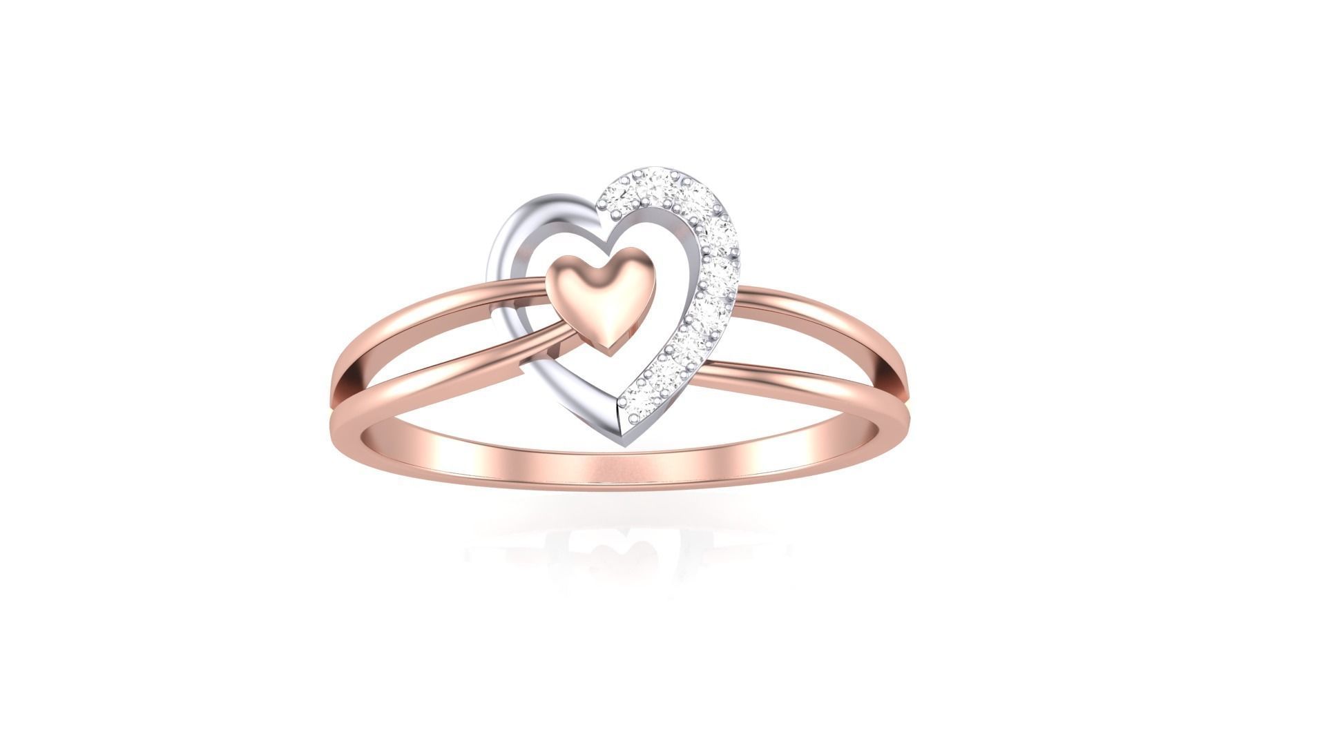 Love Heart Minimalist Light wt Diamond Women ring 3dm stl obj 3D print model_6