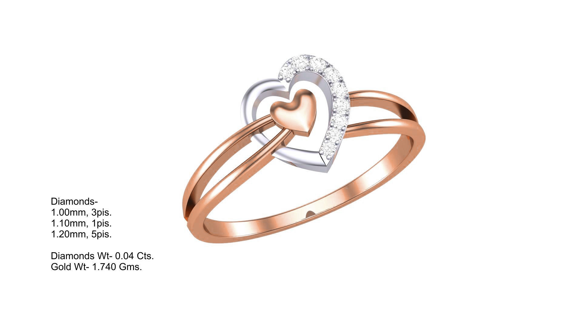 Love Heart Minimalist Light wt Diamond Women ring 3dm stl obj 3D print model_3