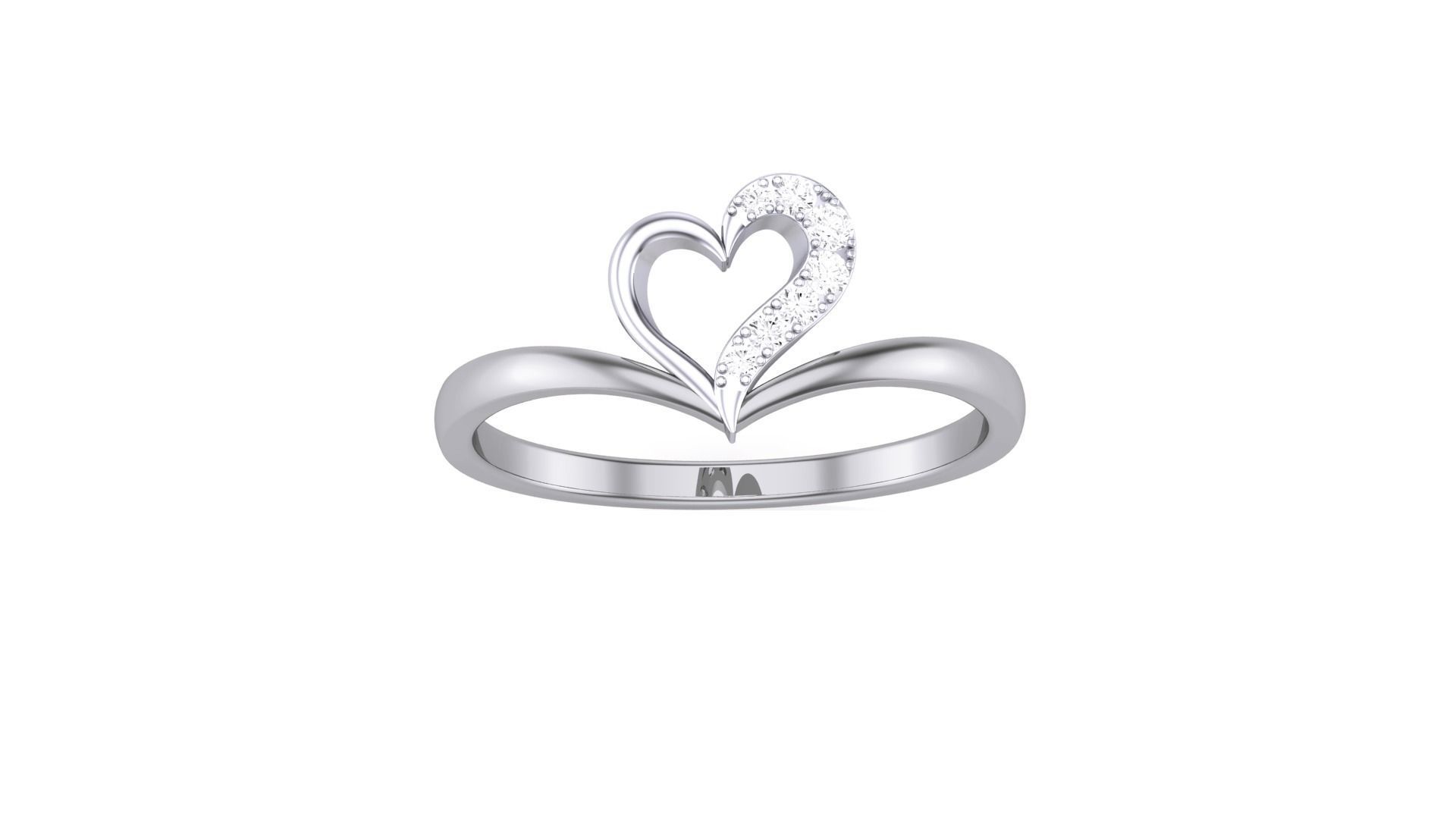 Love Heart Minimalist Light wt Diamond Women ring 3dm stl obj 3D print model_6