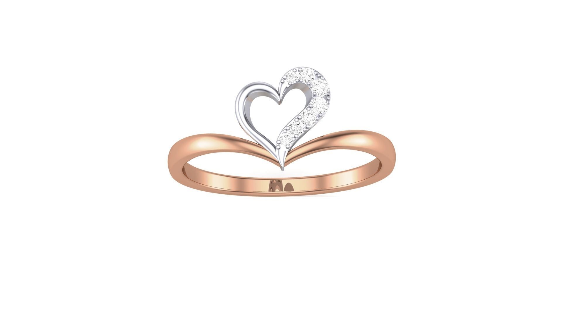 Love Heart Minimalist Light wt Diamond Women ring 3dm stl obj 3D print model_8