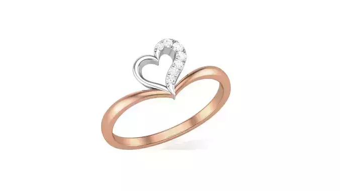 Love Heart Minimalist Light wt Diamond Women ring 3dm stl obj