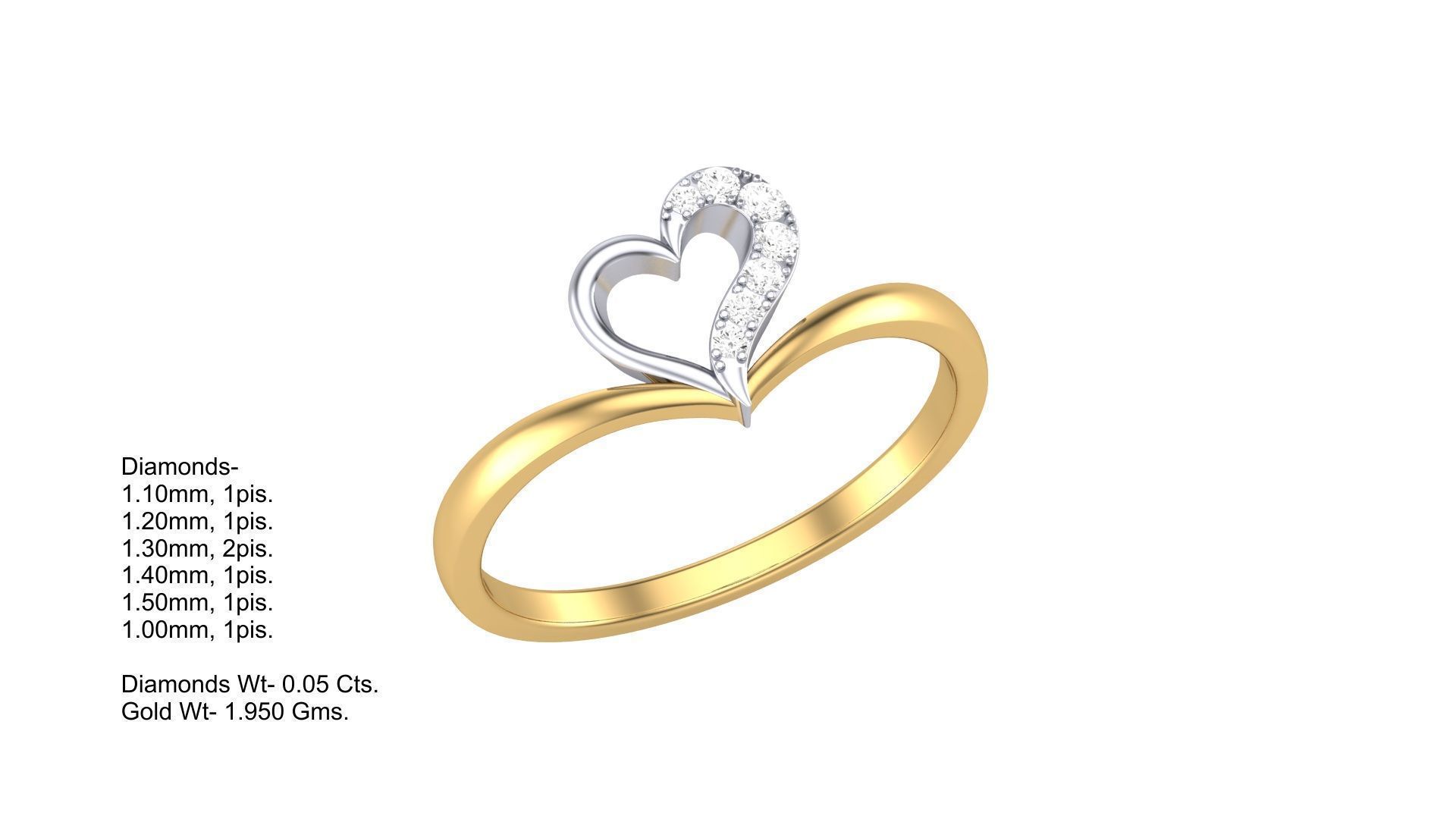 Love Heart Minimalist Light wt Diamond Women ring 3dm stl obj 3D print model_1