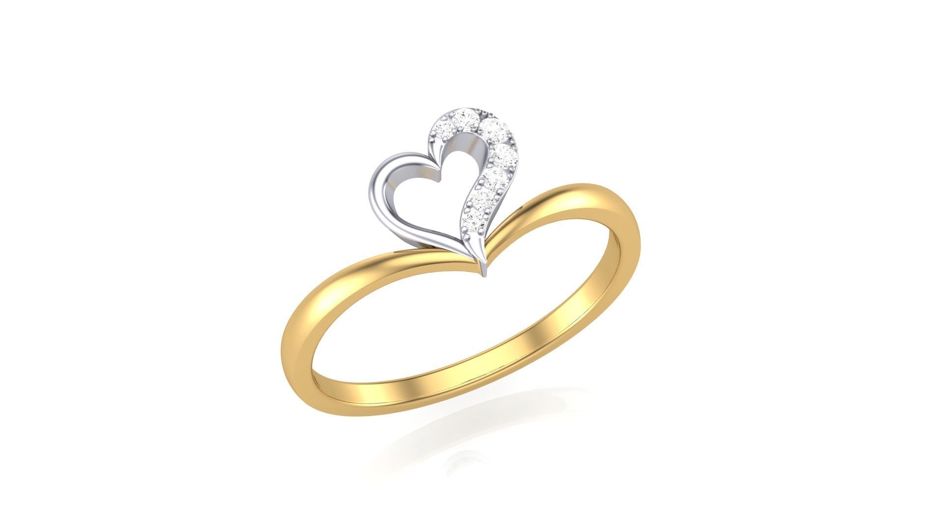 Love Heart Minimalist Light wt Diamond Women ring 3dm stl obj 3D print model_5