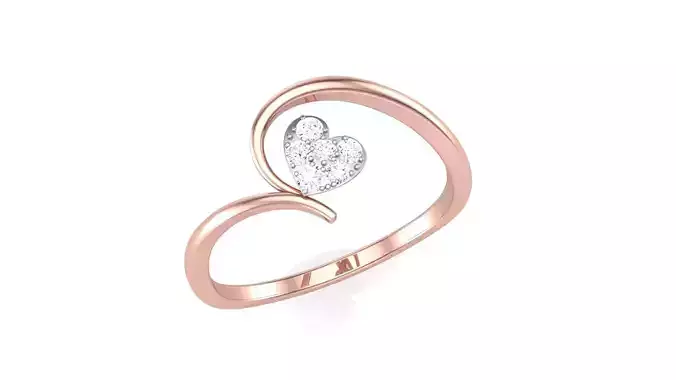 Heart Love Minimalist Light wt Diamond Women ring 3dm stl obj 3D print model