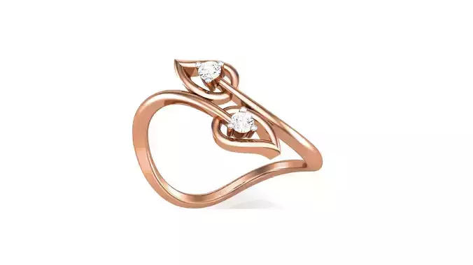Leaf Minimalist Light wt Diamond Women ring 3dm stl obj gltf