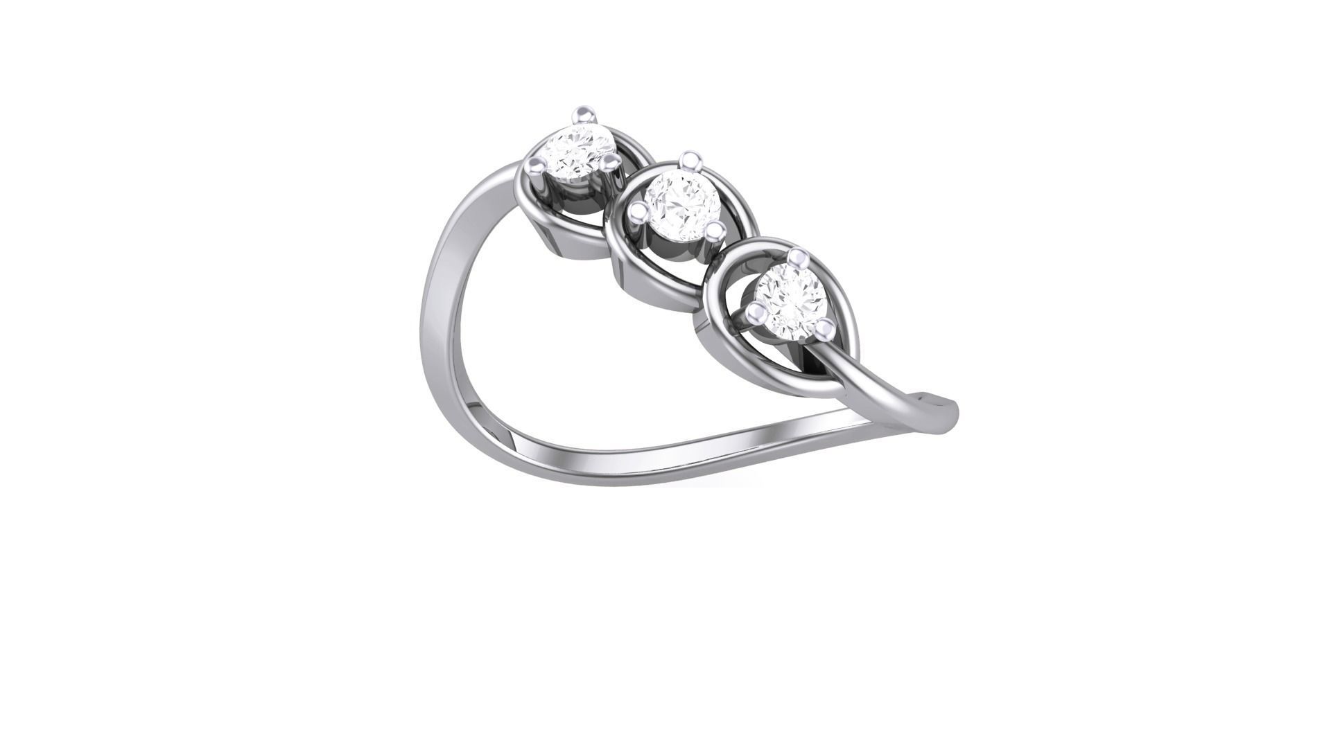 Minimalist Light wt Diamond Women ring 3dm stl obj gltf 3D print model_4