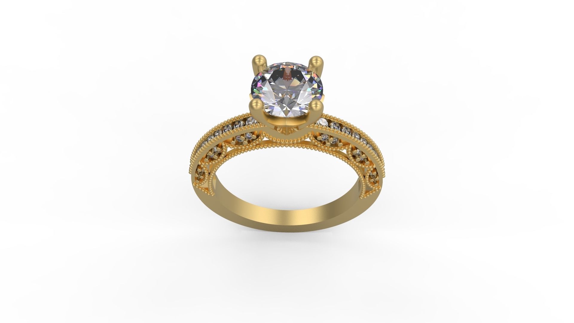 Woman Solitaire Ring 1180 3D print model_4