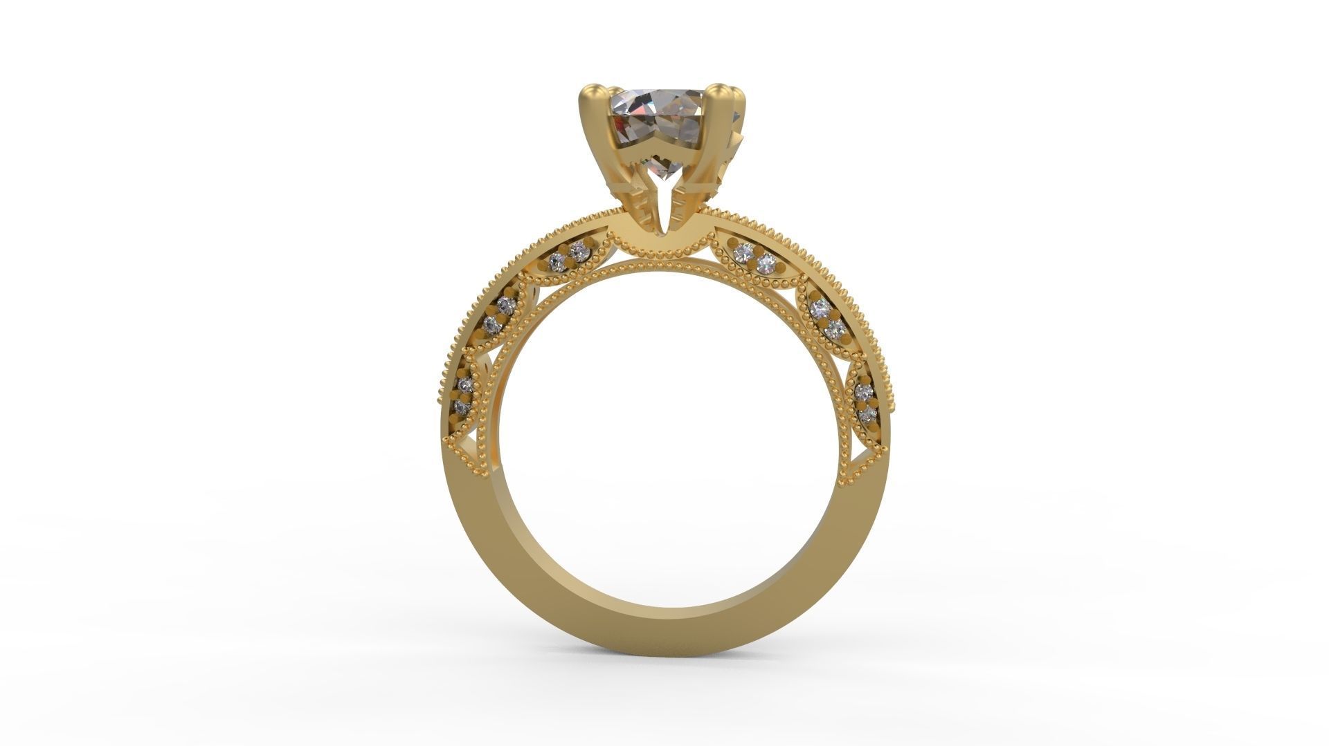 Woman Solitaire Ring 1180 3D print model_1