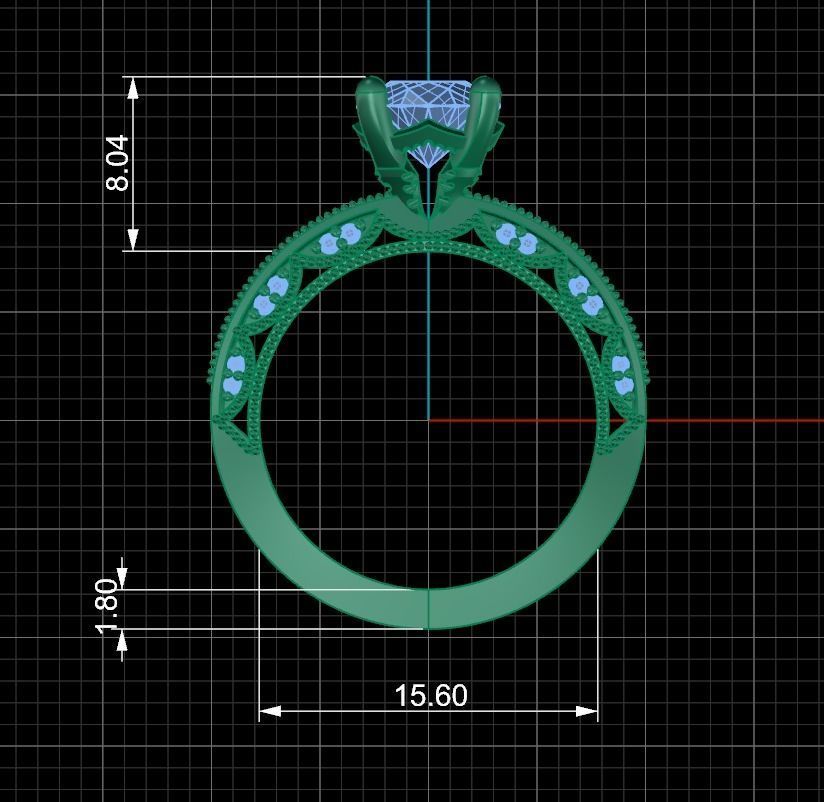 Woman Solitaire Ring 1180 3D print model_7