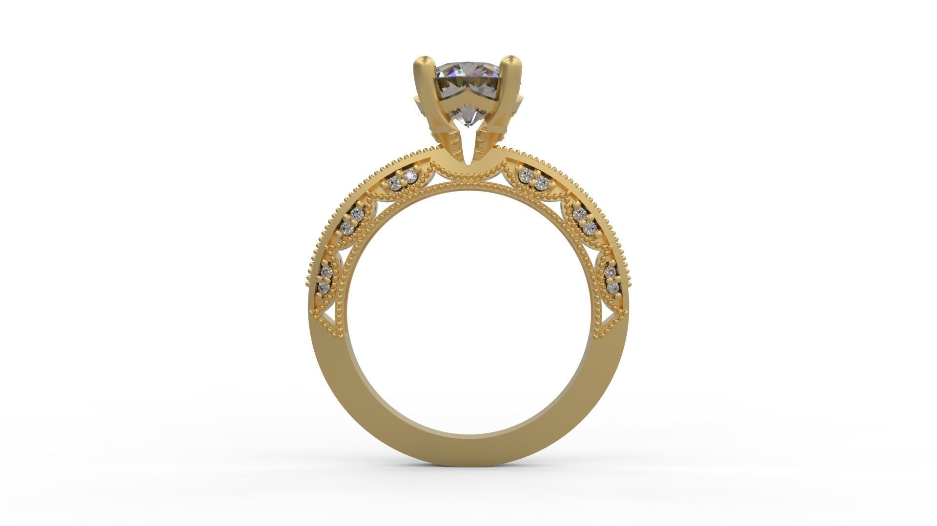 Woman Solitaire Ring 1180 3D print model_3