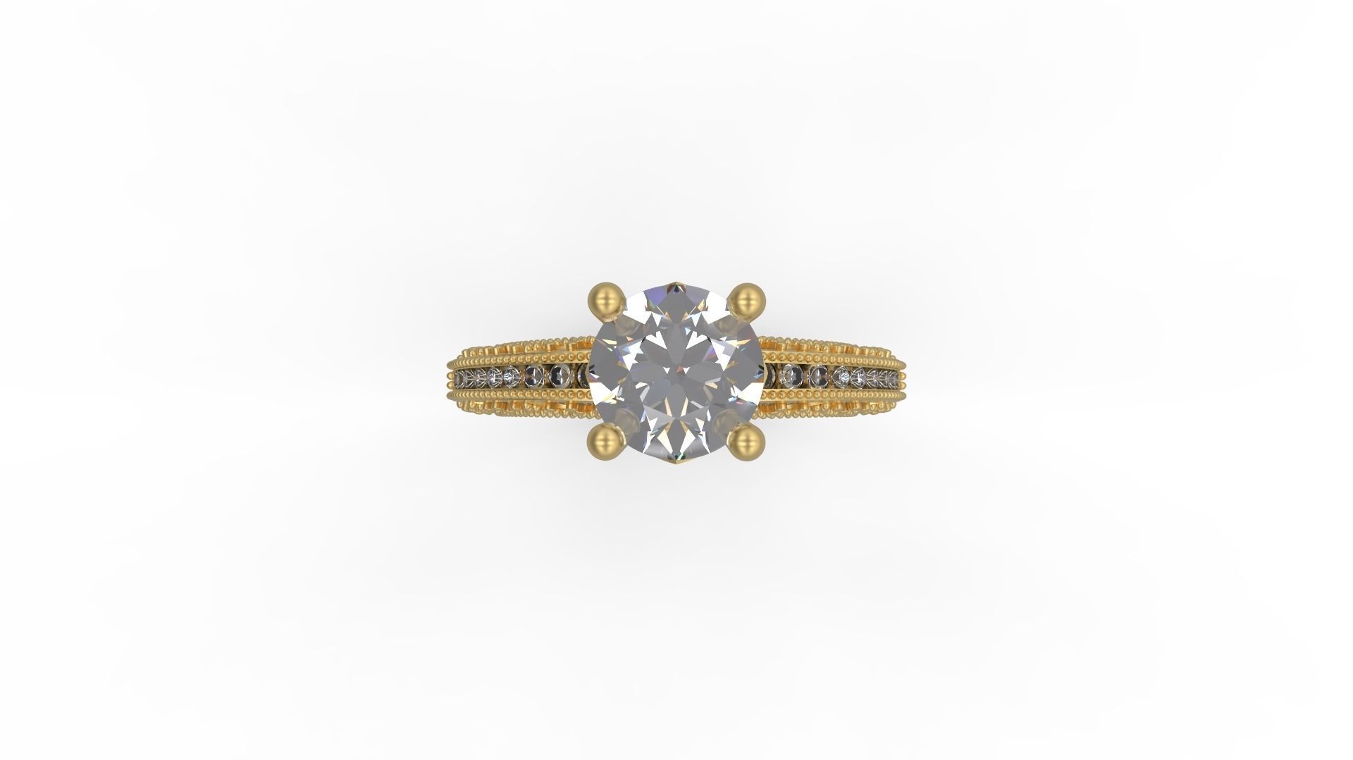 Woman Solitaire Ring 1180 3D print model_6