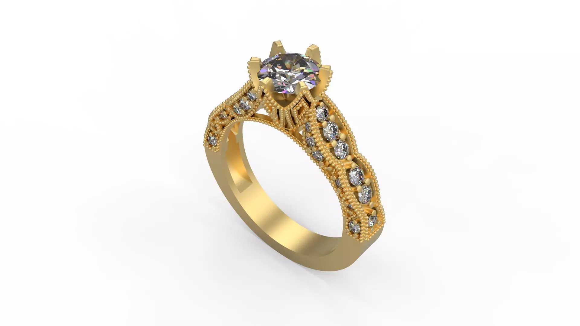 Woman Solitaire Ring 1179 3D print model_0