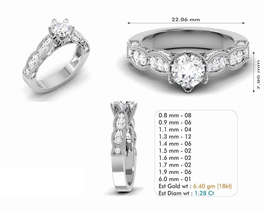 Woman Solitaire Ring 1179 3D print model_5