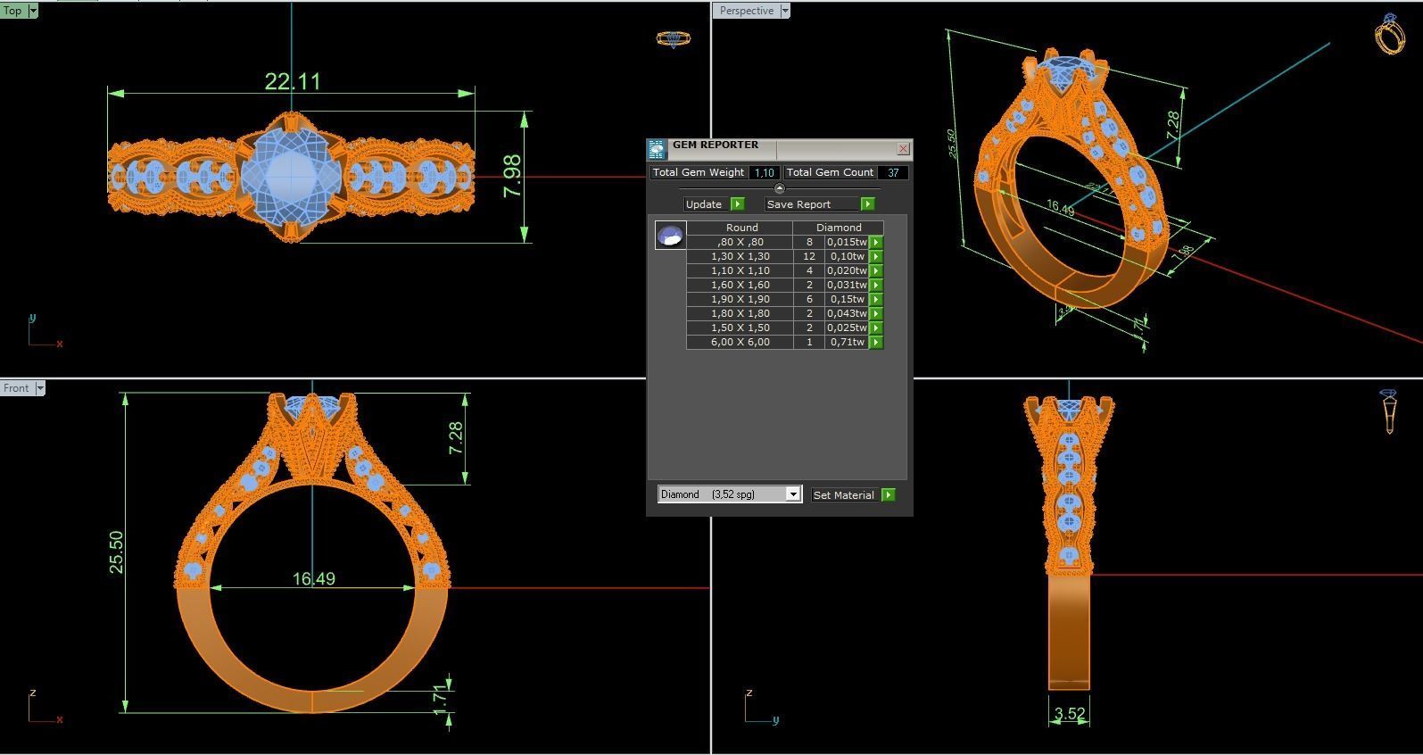 Woman Solitaire Ring 1179 3D print model_9