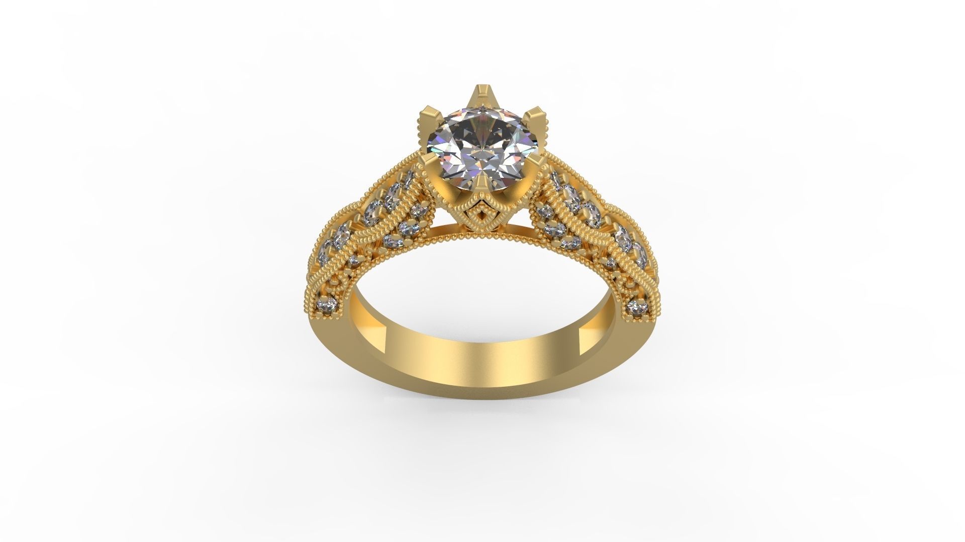 Woman Solitaire Ring 1179 3D print model_3