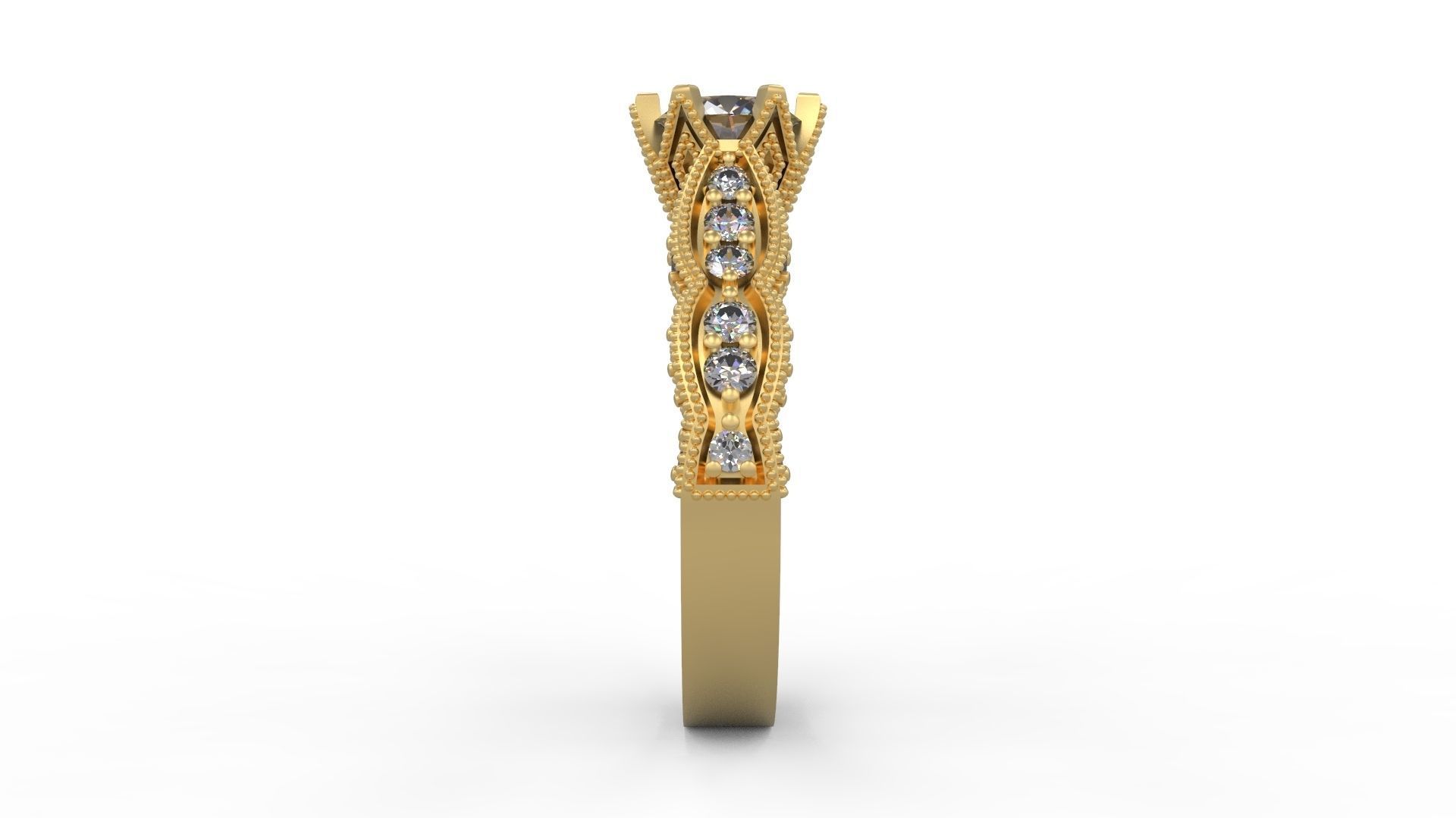 Woman Solitaire Ring 1179 3D print model_2