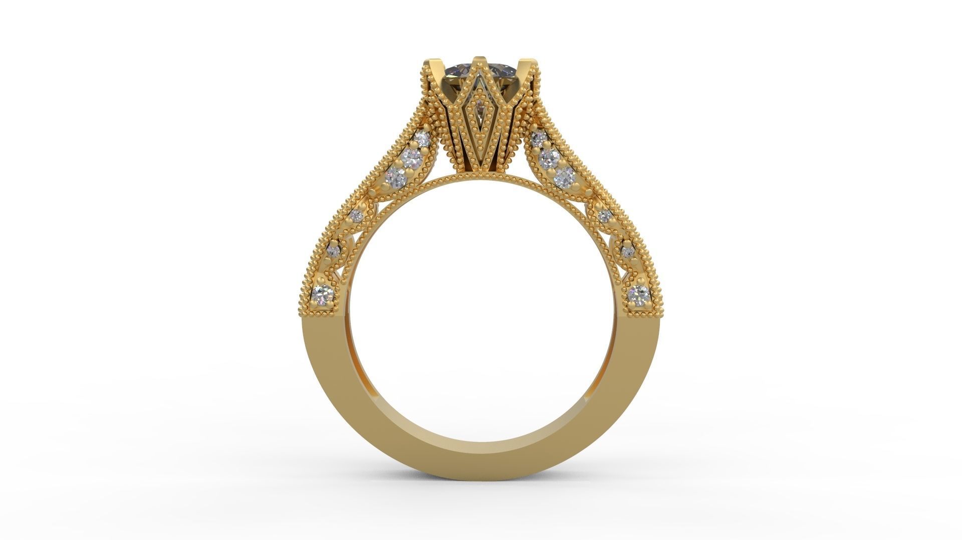 Woman Solitaire Ring 1179 3D print model_1